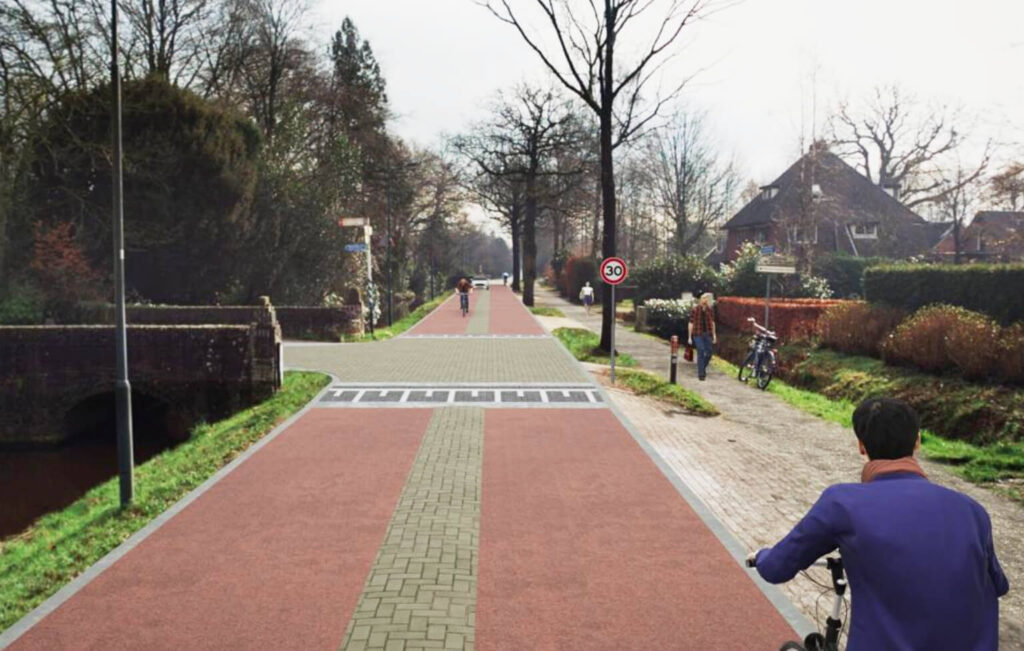 eerste visualisatie van de Groenekanseweg vanaf de spoorweg Utrecht-Bilthoven tot het viaduct A27